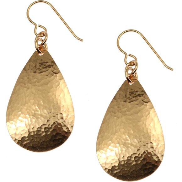 Small Hammered Bronze Teardrop Earrings Handcrafted 2-inch Drop Stylish Jewelry